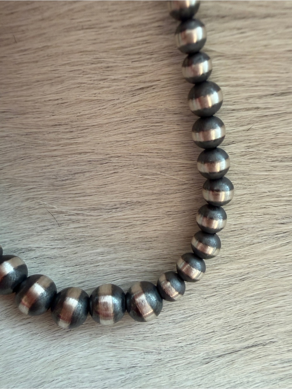 ❤️ 16” 3mm to 8mm Graduated Desert Pearls Navajo Beads Necklace Sterling Unisex - Picture 7 of 8